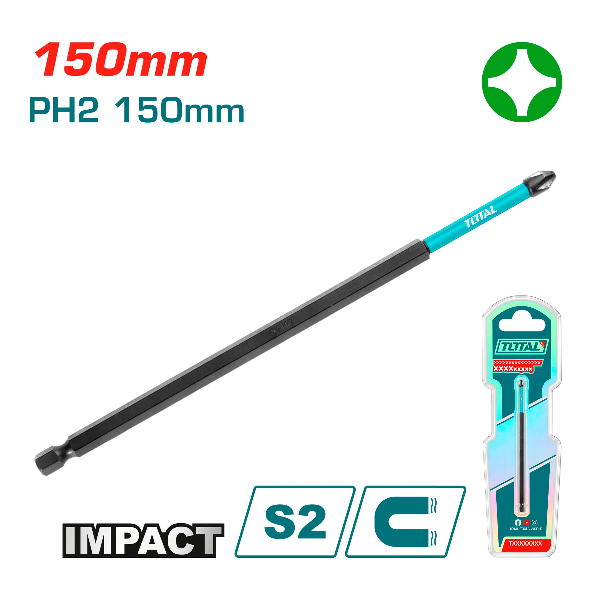 Schlagschrauber-Bits PH2 / 150 mm / INDUSTRIE (TACIM71PH2150) – Bild 3